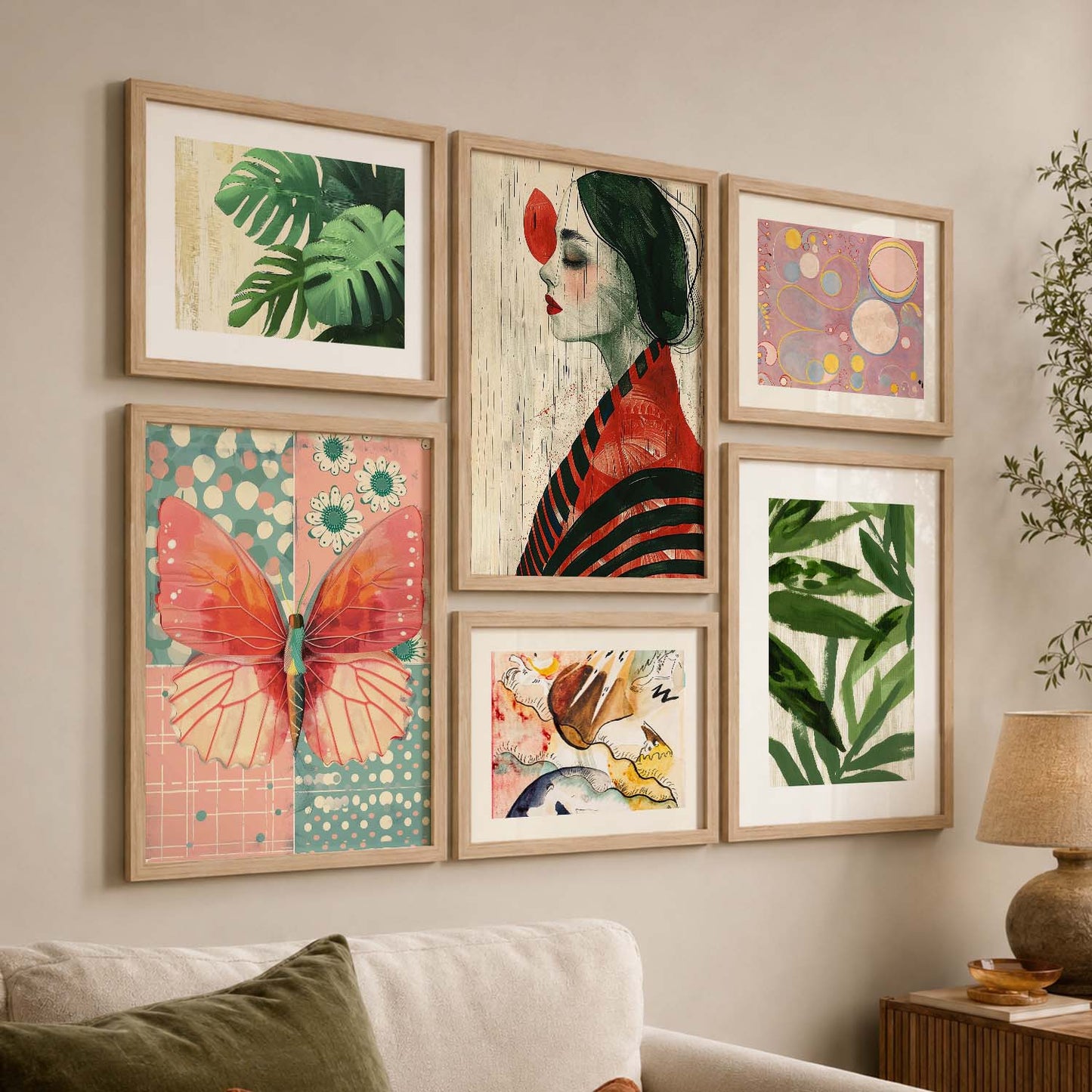 Abstract  Art Prints with Frame for Living Room Bedroom Home and Office Wall Decor Set of 6
