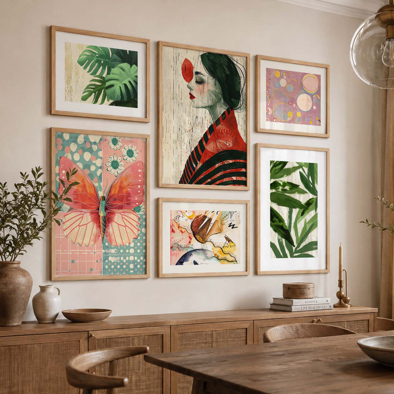 Abstract  Art Prints with Frame for Living Room Bedroom Home and Office Wall Decor Set of 6