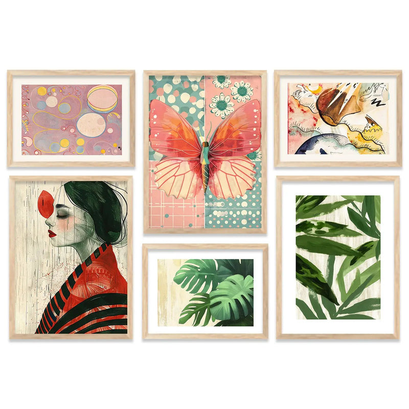 Abstract  Art Prints with Frame for Living Room Bedroom Home and Office Wall Decor Set of 6