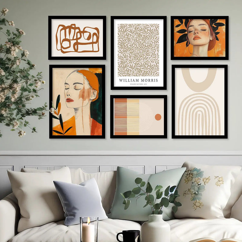Abstract Art Prints with Frame for Living Room Bedroom Home and Office Wall Decor Set of 6