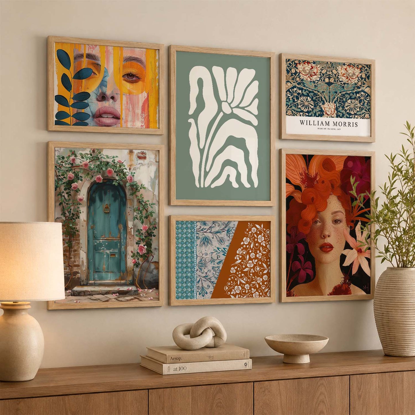 Abstract  Art Prints with Frame for Living Room Bedroom Home and Office Wall Decor Set of 6