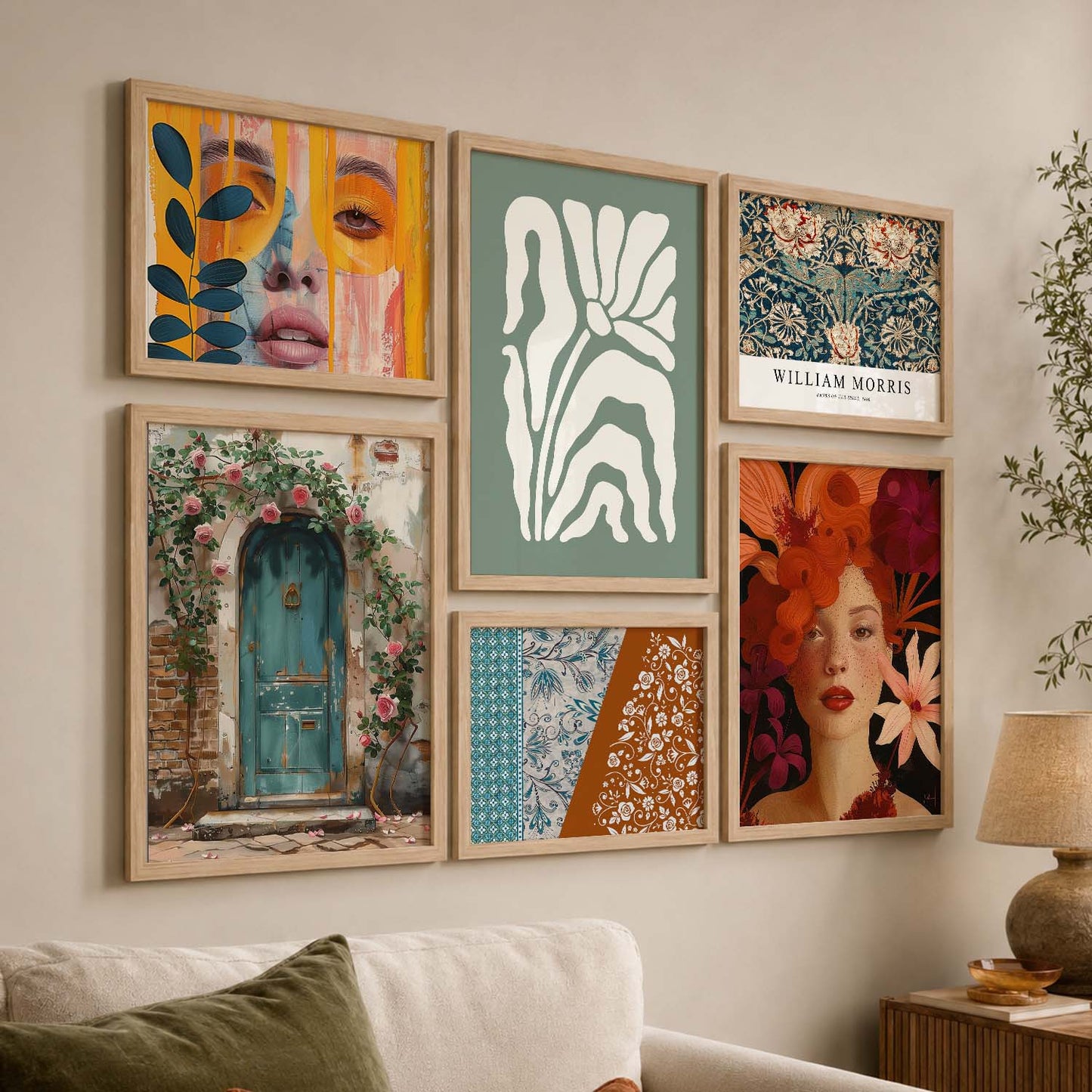 Abstract  Art Prints with Frame for Living Room Bedroom Home and Office Wall Decor Set of 6