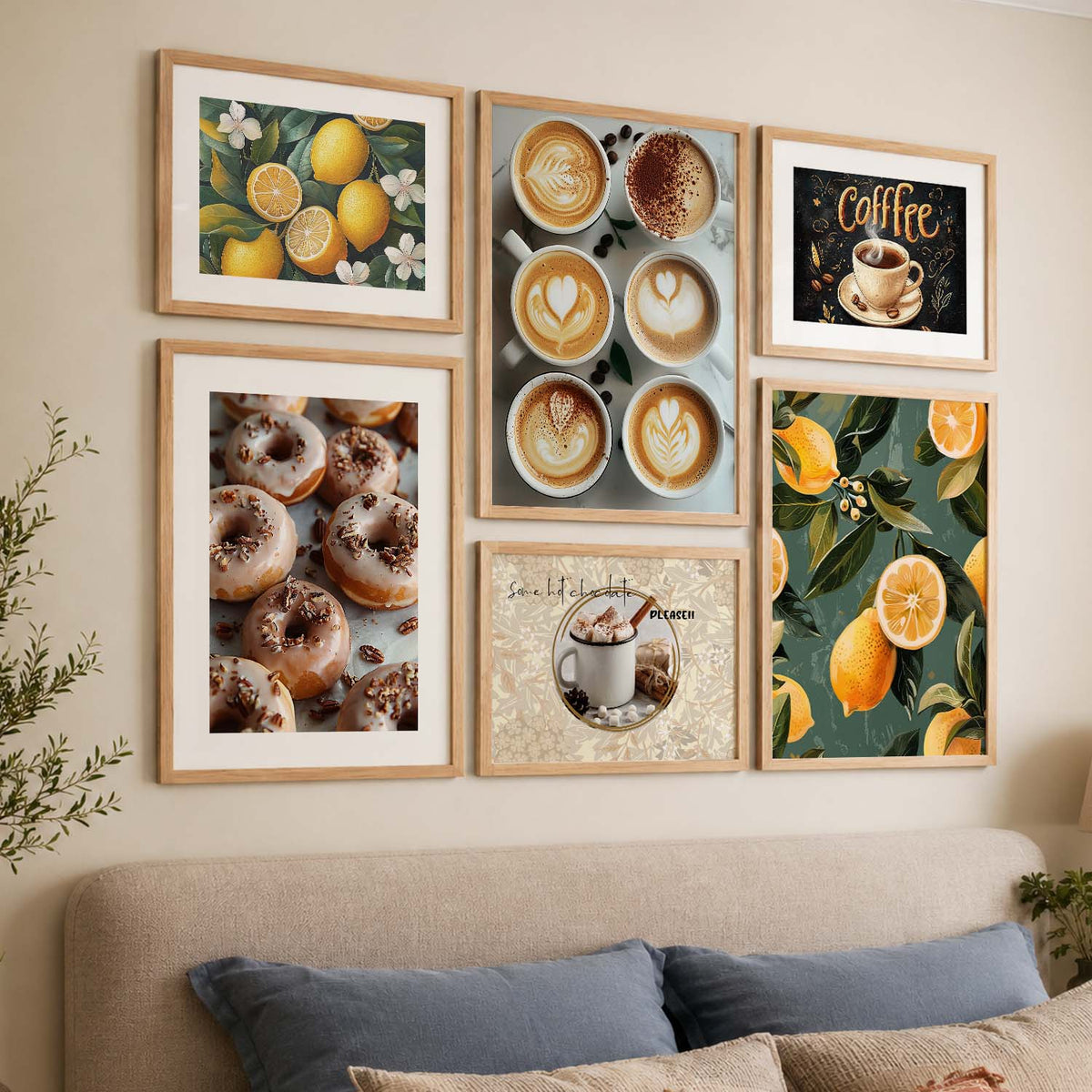 Cofe  Art Prints with Frame for Living Room Bedroom Home and Office Wall Decor Set of 6