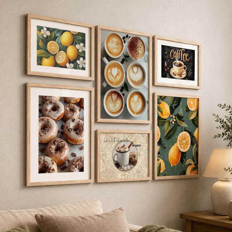 Cofe  Art Prints with Frame for Living Room Bedroom Home and Office Wall Decor Set of 6