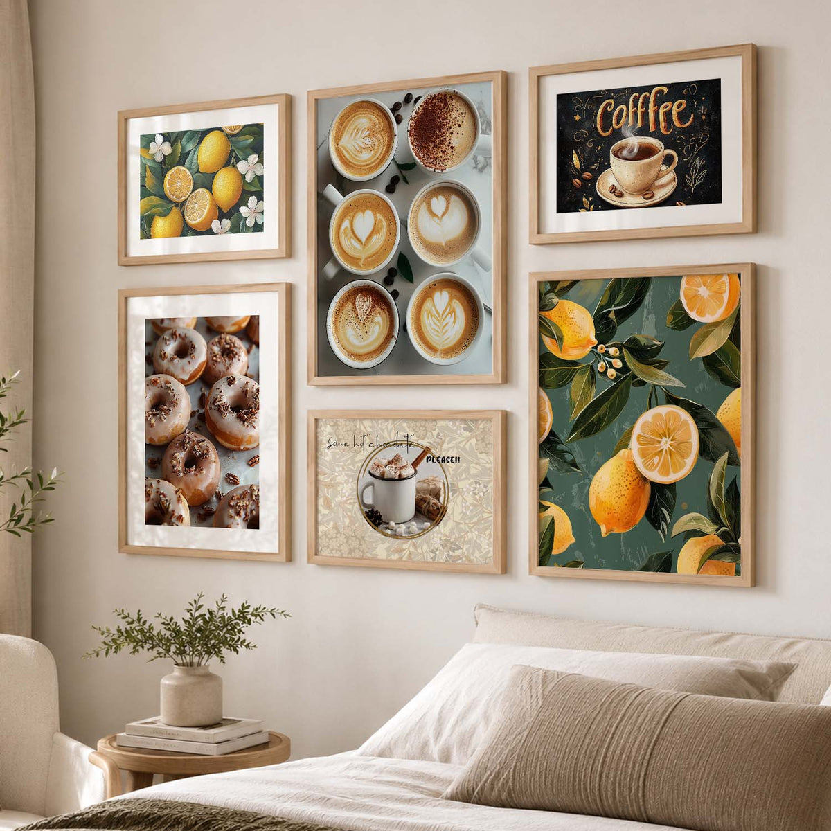 Cofe  Art Prints with Frame for Living Room Bedroom Home and Office Wall Decor Set of 6