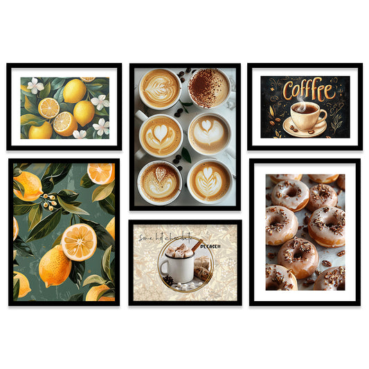 Cofe  Art Prints with Frame for Living Room Bedroom Home and Office Wall Decor Set of 6