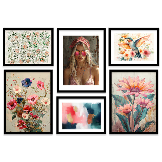 Modern Art Prints with Frame for Living Room Bedroom Home and Office Wall Decor Set of 6