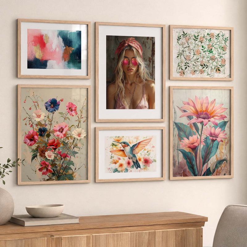 Modern Art Prints with Frame for Living Room Bedroom Home and Office Wall Decor Set of 6
