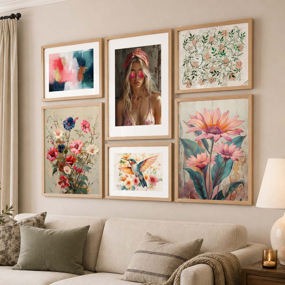 Modern Art Prints with Frame for Living Room Bedroom Home and Office Wall Decor Set of 6