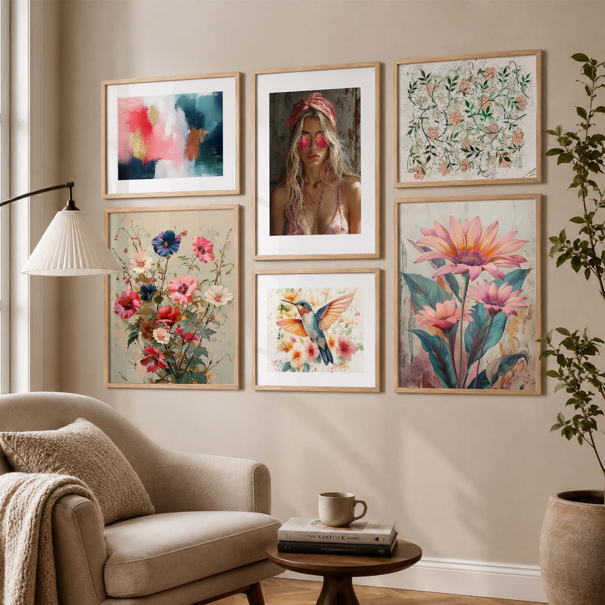 Modern Art Prints with Frame for Living Room Bedroom Home and Office Wall Decor Set of 6