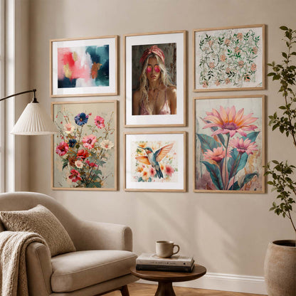 Modern Art Prints with Frame for Living Room Bedroom Home and Office Wall Decor Set of 6