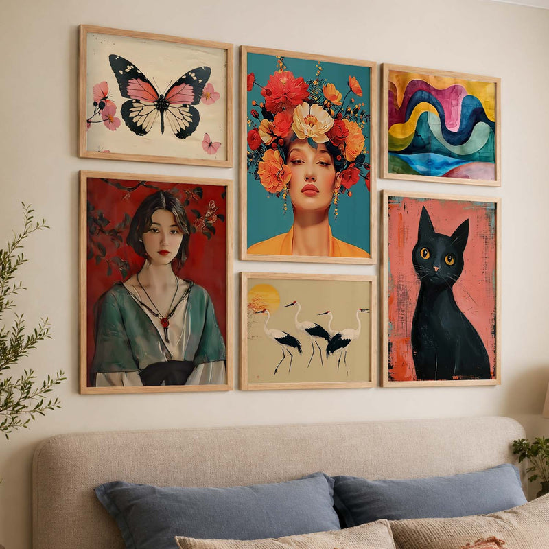 Modern  Art Prints with Frame for Living Room Bedroom Home and Office Wall Decor Set of 6