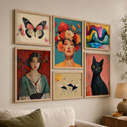 Modern  Art Prints with Frame for Living Room Bedroom Home and Office Wall Decor Set of 6