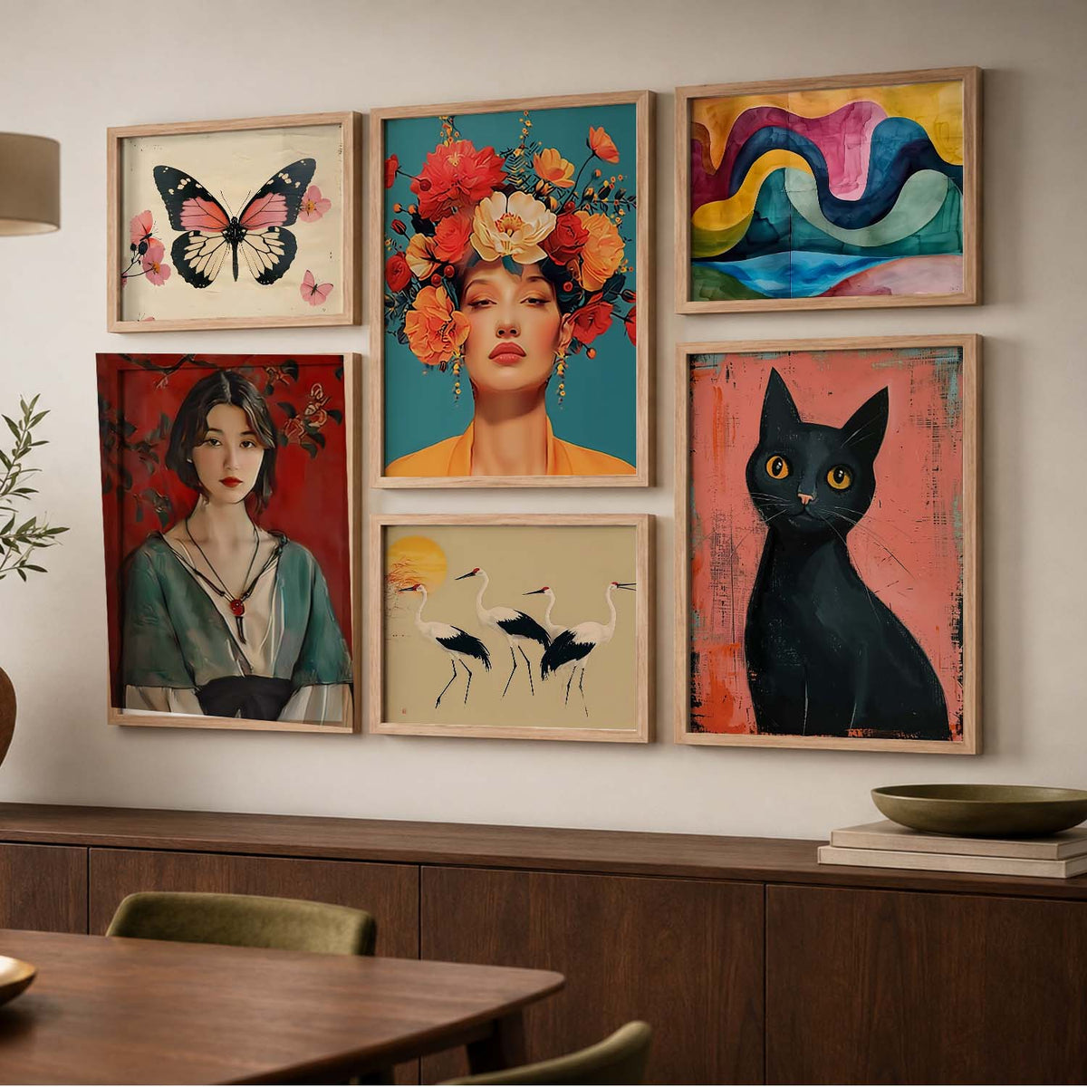 Modern  Art Prints with Frame for Living Room Bedroom Home and Office Wall Decor Set of 6