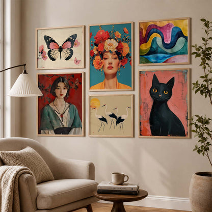 Modern  Art Prints with Frame for Living Room Bedroom Home and Office Wall Decor Set of 6