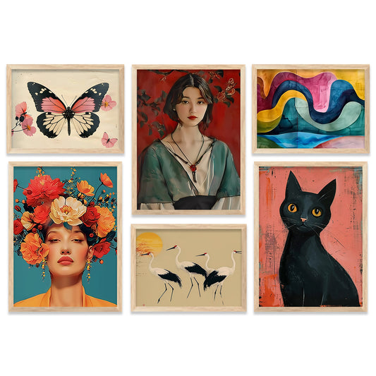 Modern  Art Prints with Frame for Living Room Bedroom Home and Office Wall Decor Set of 6