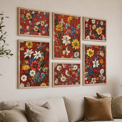 Floral Art Prints with Frame for Living Room Bedroom Home and Office Wall Decor Set of 6