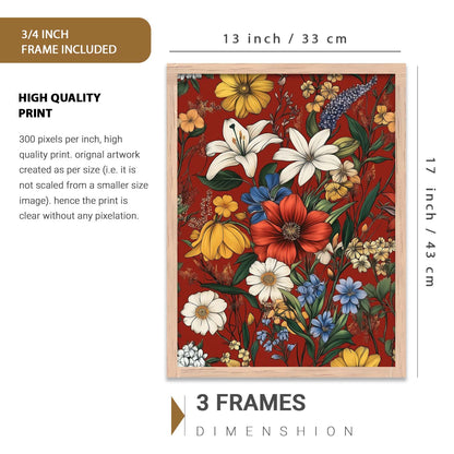 Floral Art Prints with Frame for Living Room Bedroom Home and Office Wall Decor Set of 6
