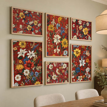 Floral Art Prints with Frame for Living Room Bedroom Home and Office Wall Decor Set of 6