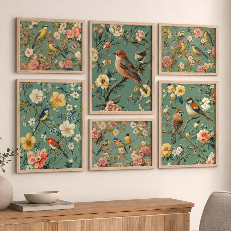Traditional Art Prints with Frame for Living Room Bedroom Home and Office Wall Decor Set of 6