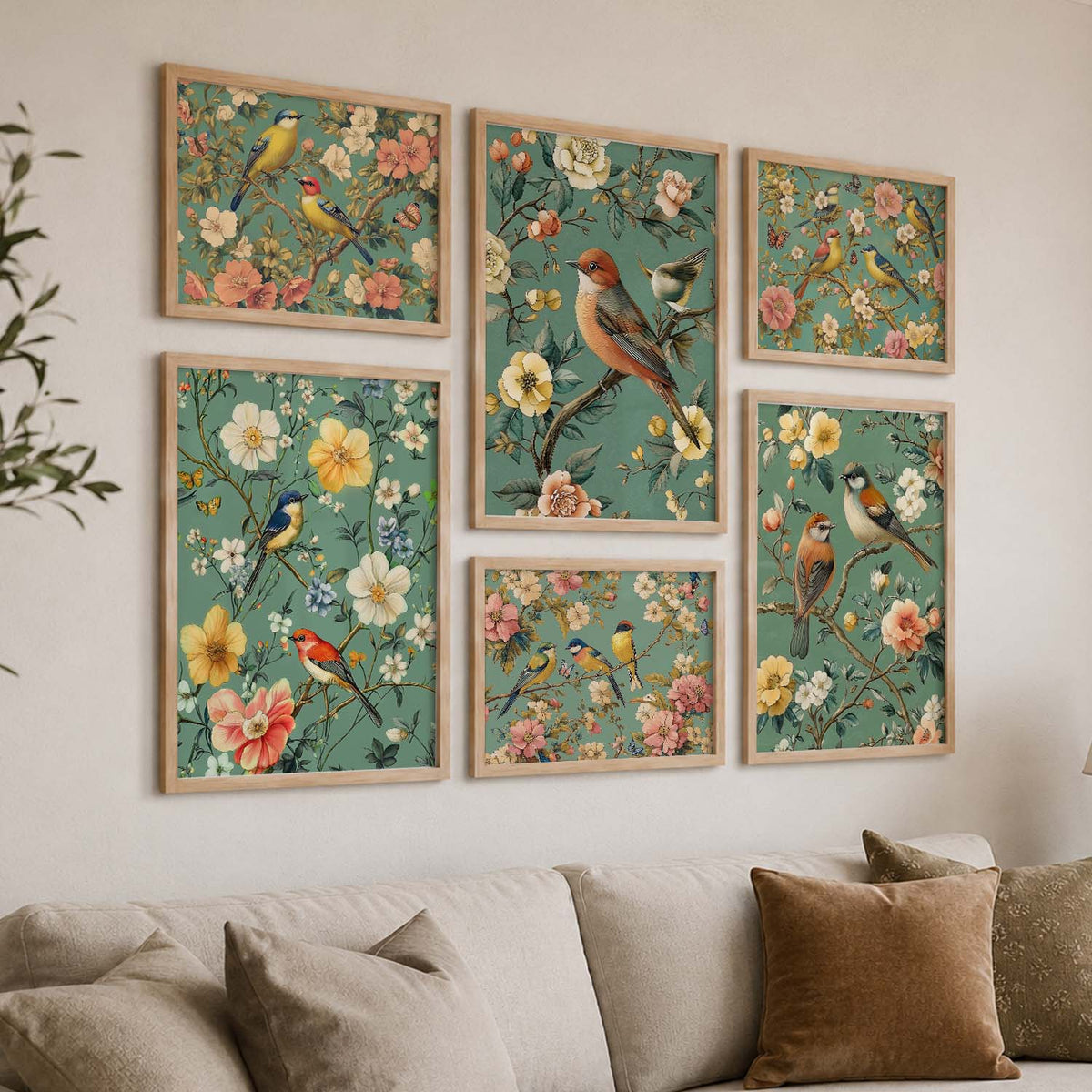Traditional Art Prints with Frame for Living Room Bedroom Home and Office Wall Decor Set of 6