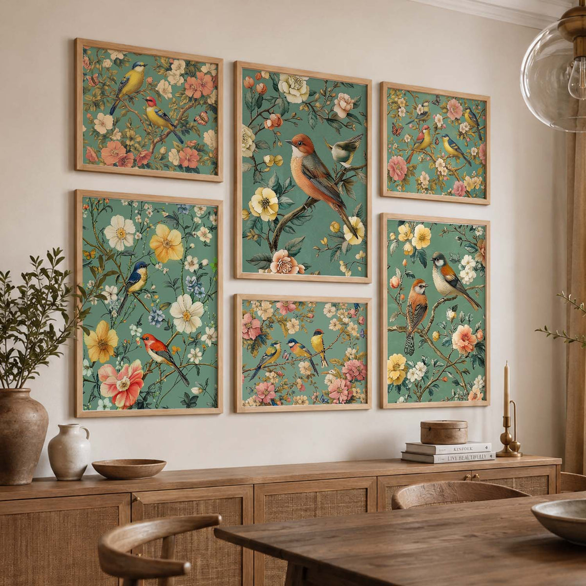 Traditional Art Prints with Frame for Living Room Bedroom Home and Office Wall Decor Set of 6
