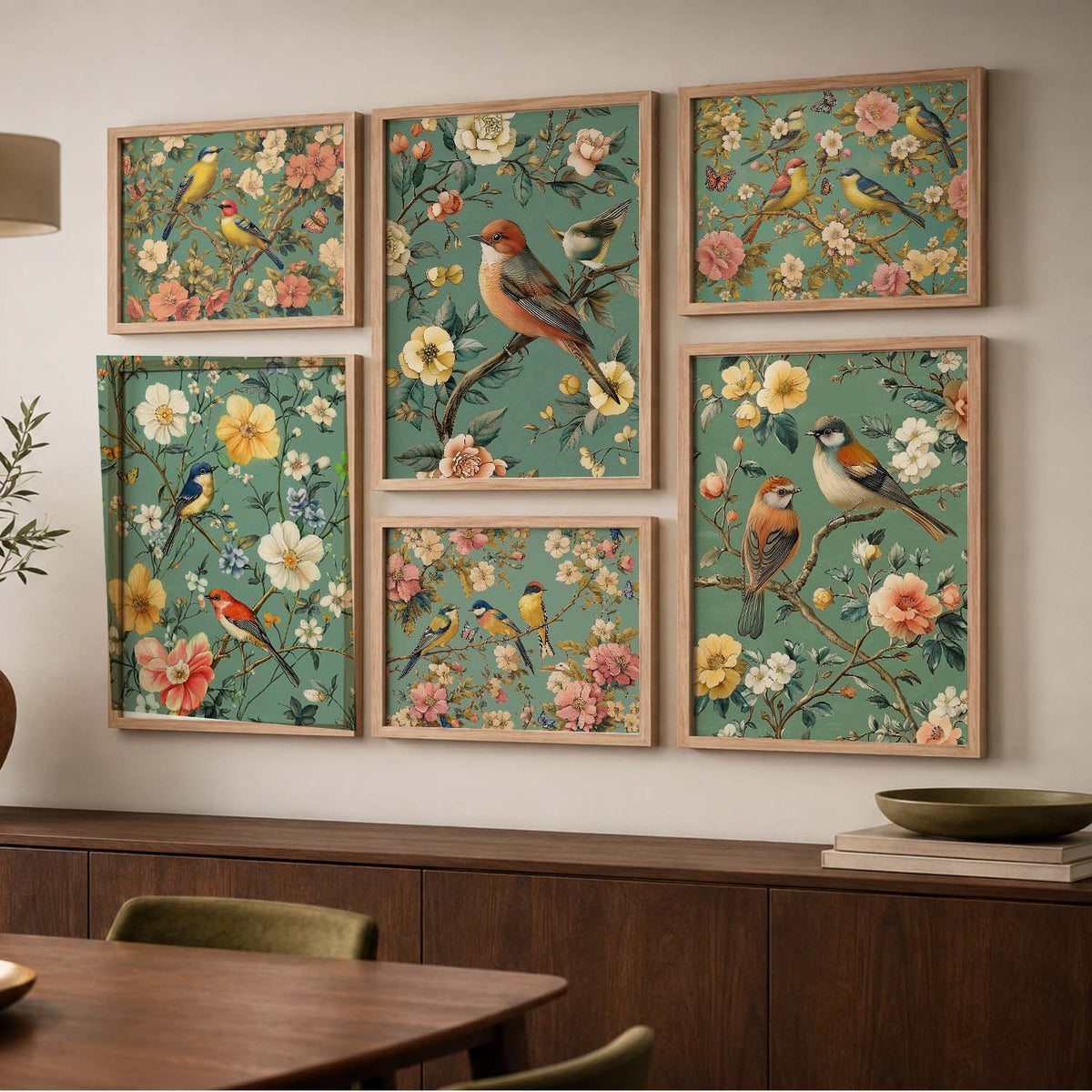 Traditional Art Prints with Frame for Living Room Bedroom Home and Office Wall Decor Set of 6