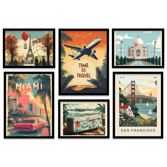 City view  Art Prints with Frame for Living Room Bedroom Home and Office Wall Decor Set of 6