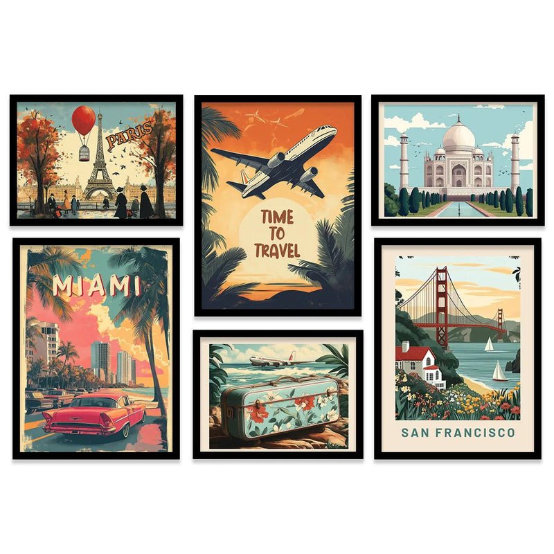City view  Art Prints with Frame for Living Room Bedroom Home and Office Wall Decor Set of 6