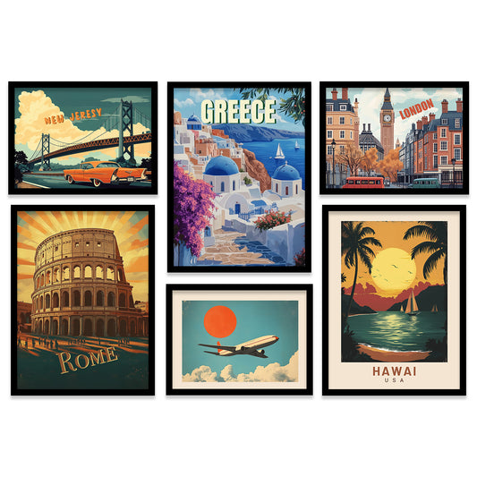 City view  Art Prints with Frame for Living Room Bedroom Home and Office Wall Decor Set of 6