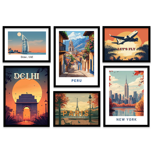 Premium Art Prints with Frame for Living Room Bedroom Home and Office Wall Decor Set of 6