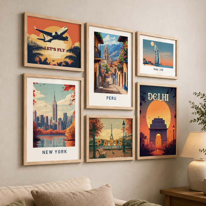 Premium Art Prints with Frame for Living Room Bedroom Home and Office Wall Decor Set of 6