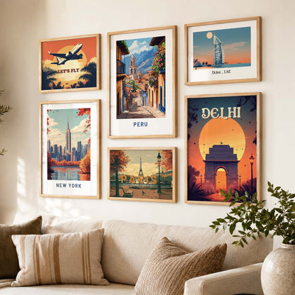 Premium Art Prints with Frame for Living Room Bedroom Home and Office Wall Decor Set of 6