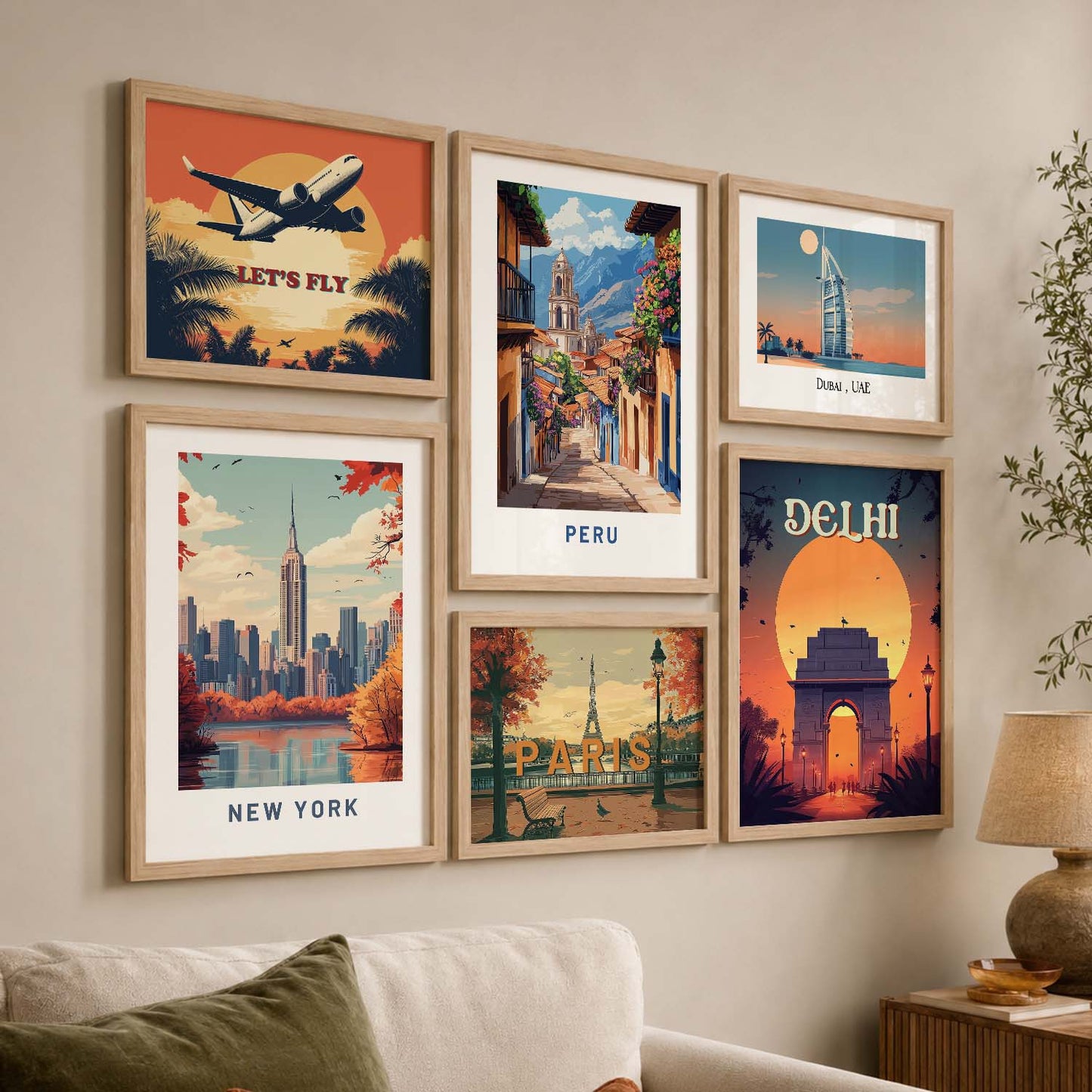 Premium Art Prints with Frame for Living Room Bedroom Home and Office Wall Decor Set of 6