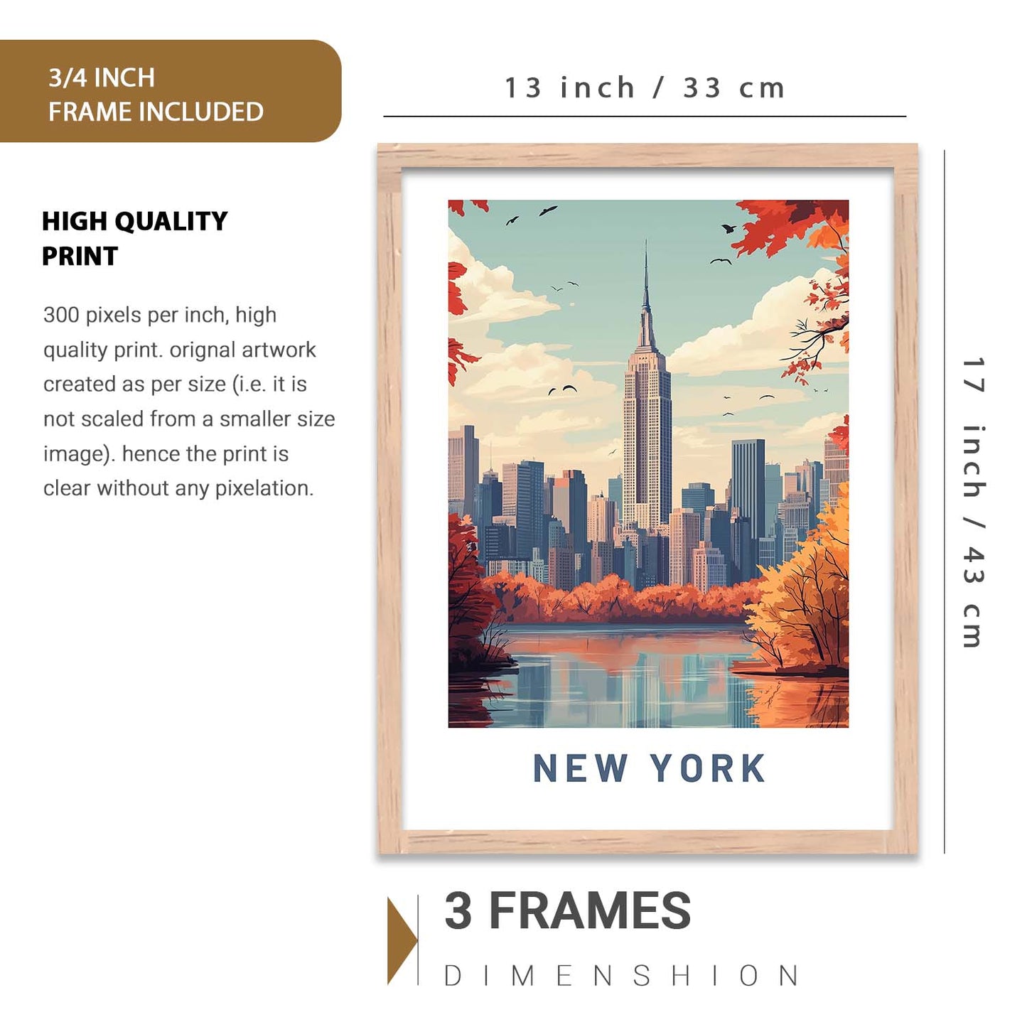 Premium Art Prints with Frame for Living Room Bedroom Home and Office Wall Decor Set of 6