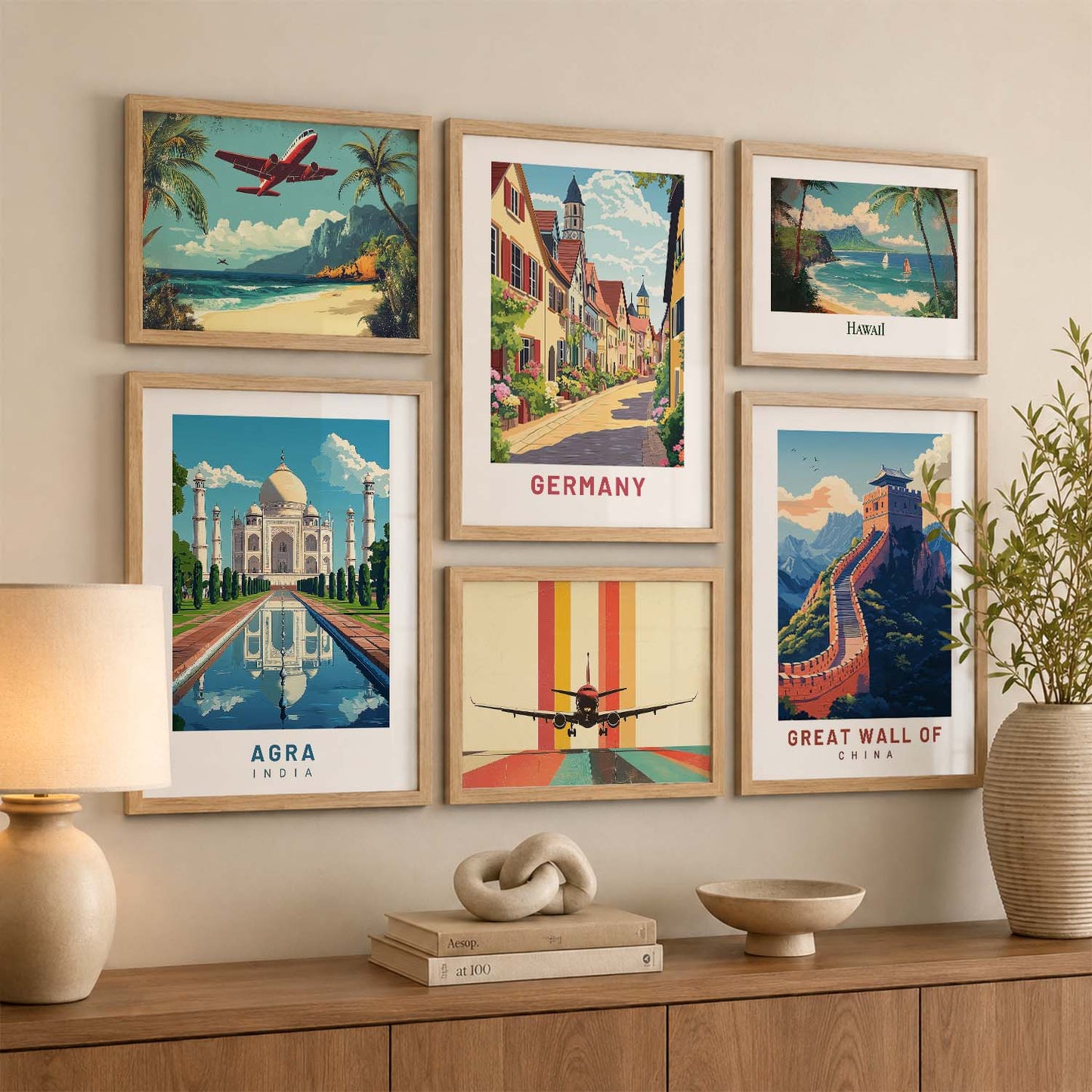 Premium  Art Prints with Frame for Living Room Bedroom Home and Office Wall Decor Set of 6