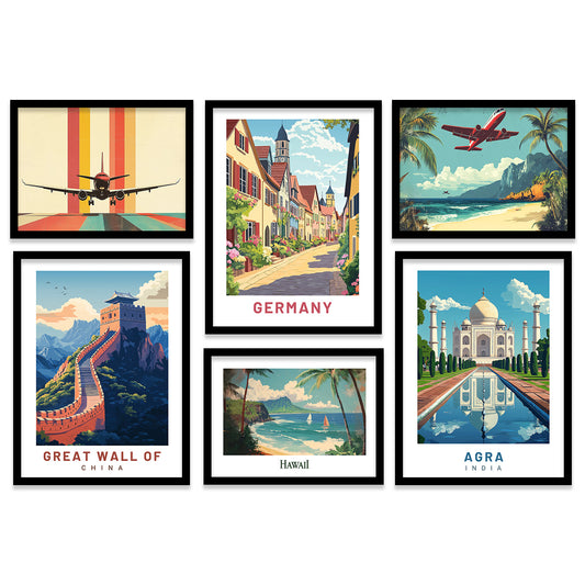 Premium  Art Prints with Frame for Living Room Bedroom Home and Office Wall Decor Set of 6