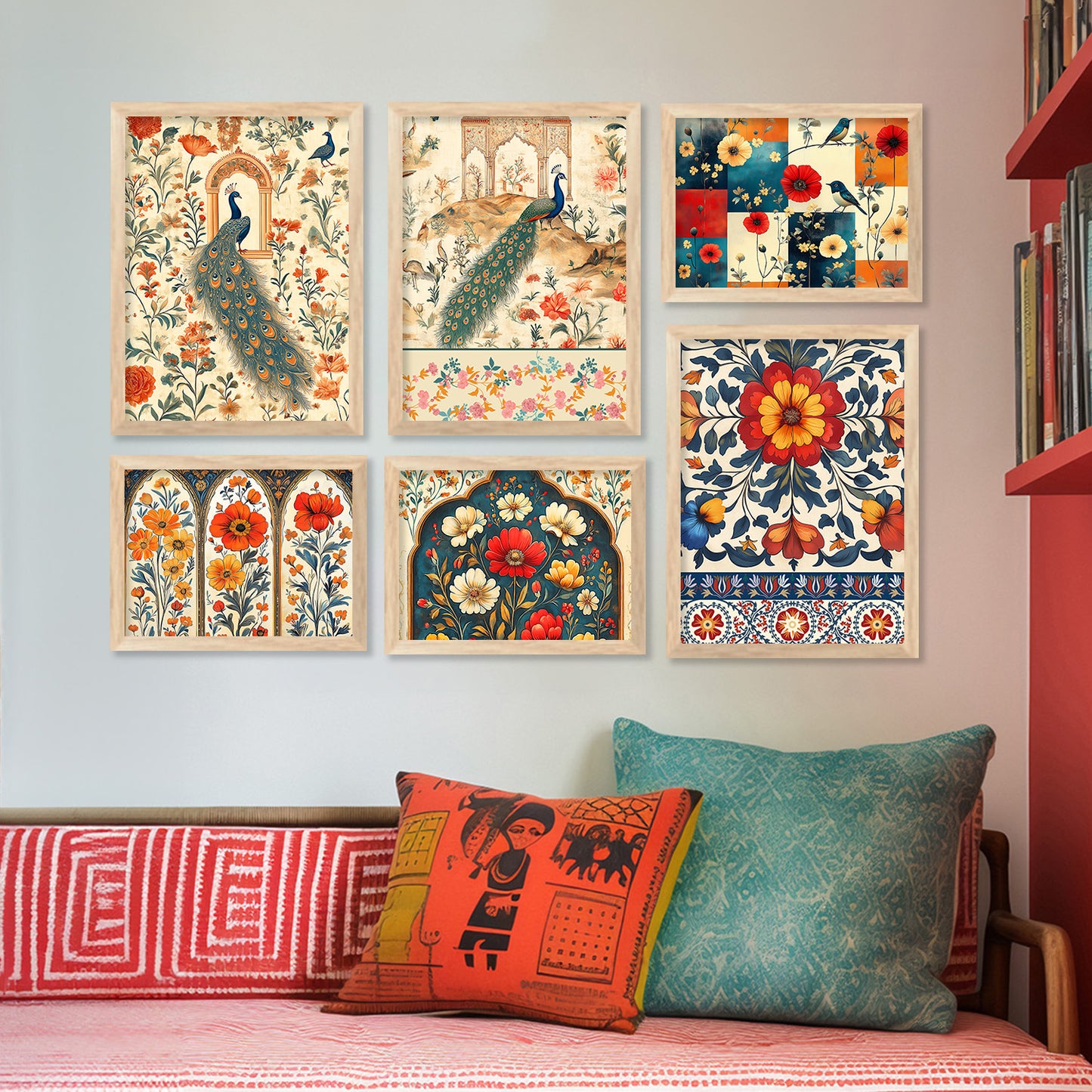 Traditional Art Prints with Frame for Living Room Bedroom Home and Office Wall Decor Set of 6