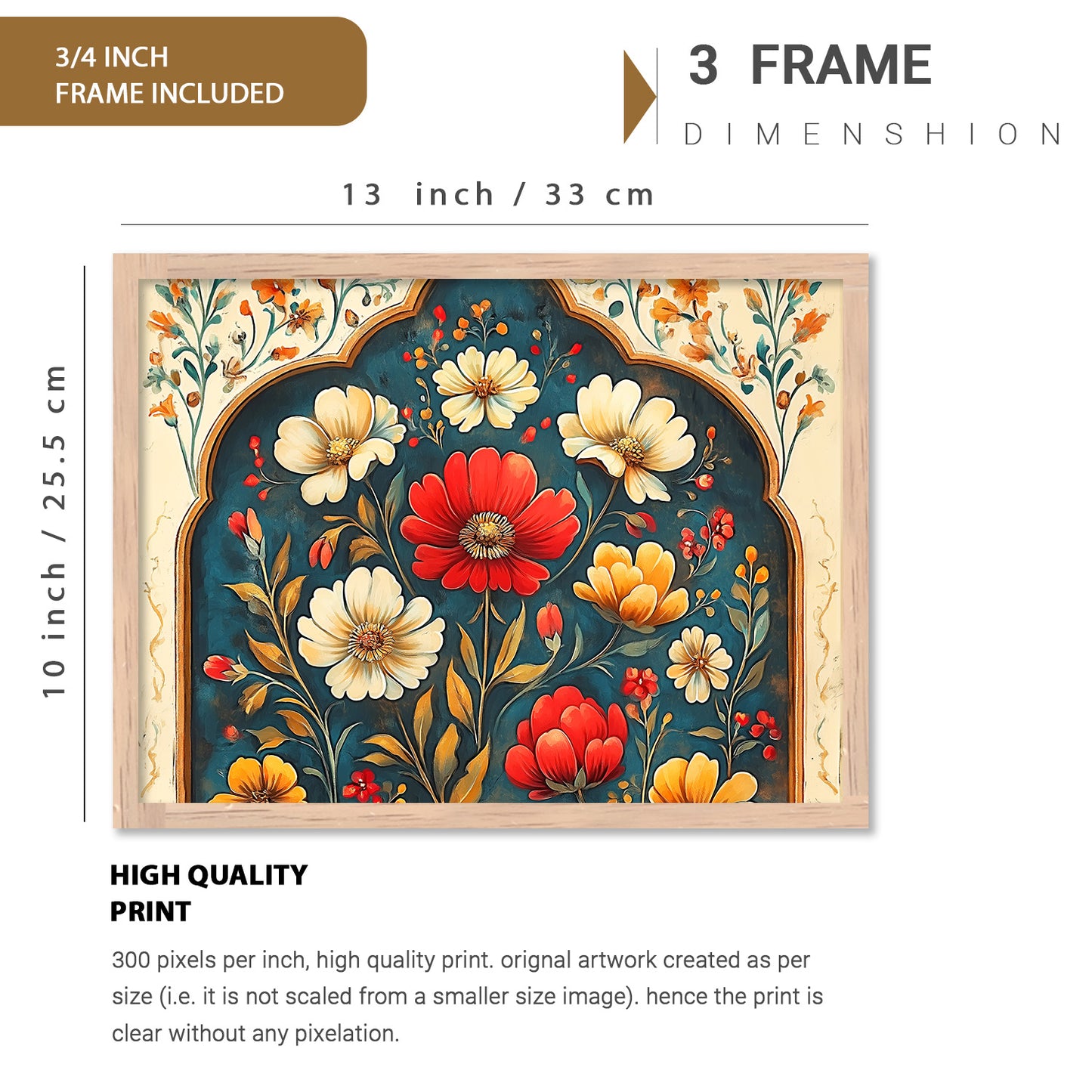 Traditional Art Prints with Frame for Living Room Bedroom Home and Office Wall Decor Set of 6