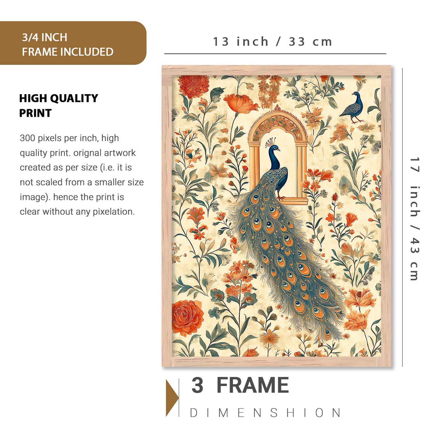 Traditional Art Prints with Frame for Living Room Bedroom Home and Office Wall Decor Set of 6