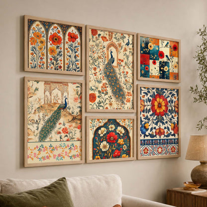 Traditional Art Prints with Frame for Living Room Bedroom Home and Office Wall Decor Set of 6