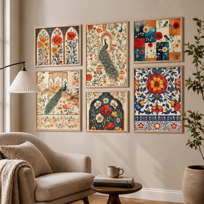Traditional Art Prints with Frame for Living Room Bedroom Home and Office Wall Decor Set of 6