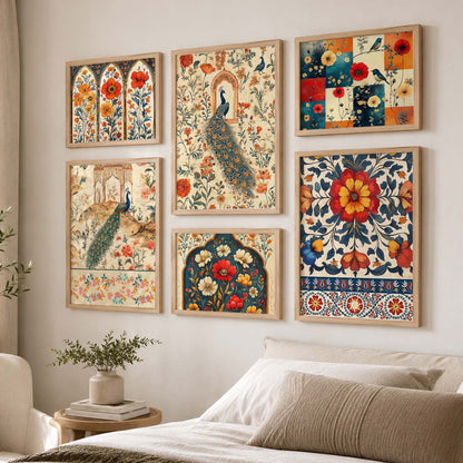 Traditional Art Prints with Frame for Living Room Bedroom Home and Office Wall Decor Set of 6