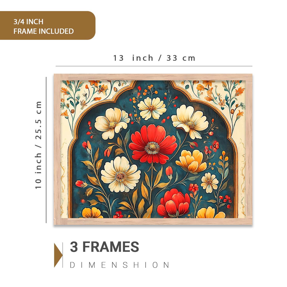 Traditional Art Prints with Frame for Living Room Bedroom Home and Office Wall Decor Set of 6