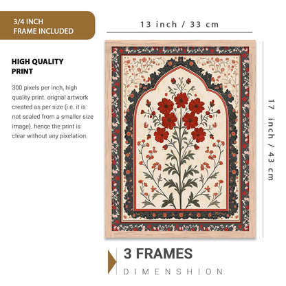 Madhubani Art Prints with Frame for Living Room Bedroom Home and Office Wall Decor Set of 6
