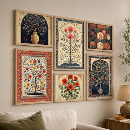 Floral Art Prints with Frame for Living Room Bedroom Home and Office Wall Decor Set of 6