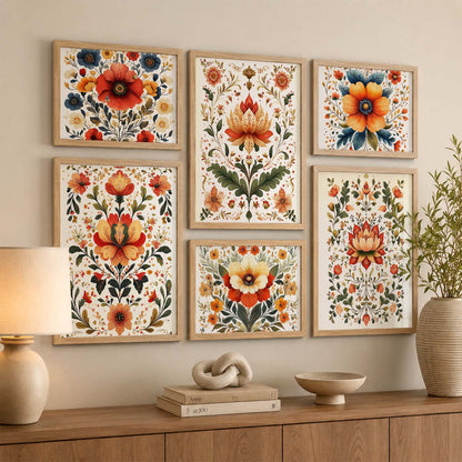 Floral  Art Prints with Frame for Living Room Bedroom Home and Office Wall Decor Set of 6