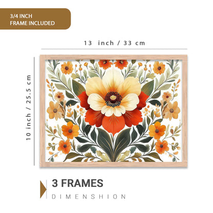 Floral  Art Prints with Frame for Living Room Bedroom Home and Office Wall Decor Set of 6