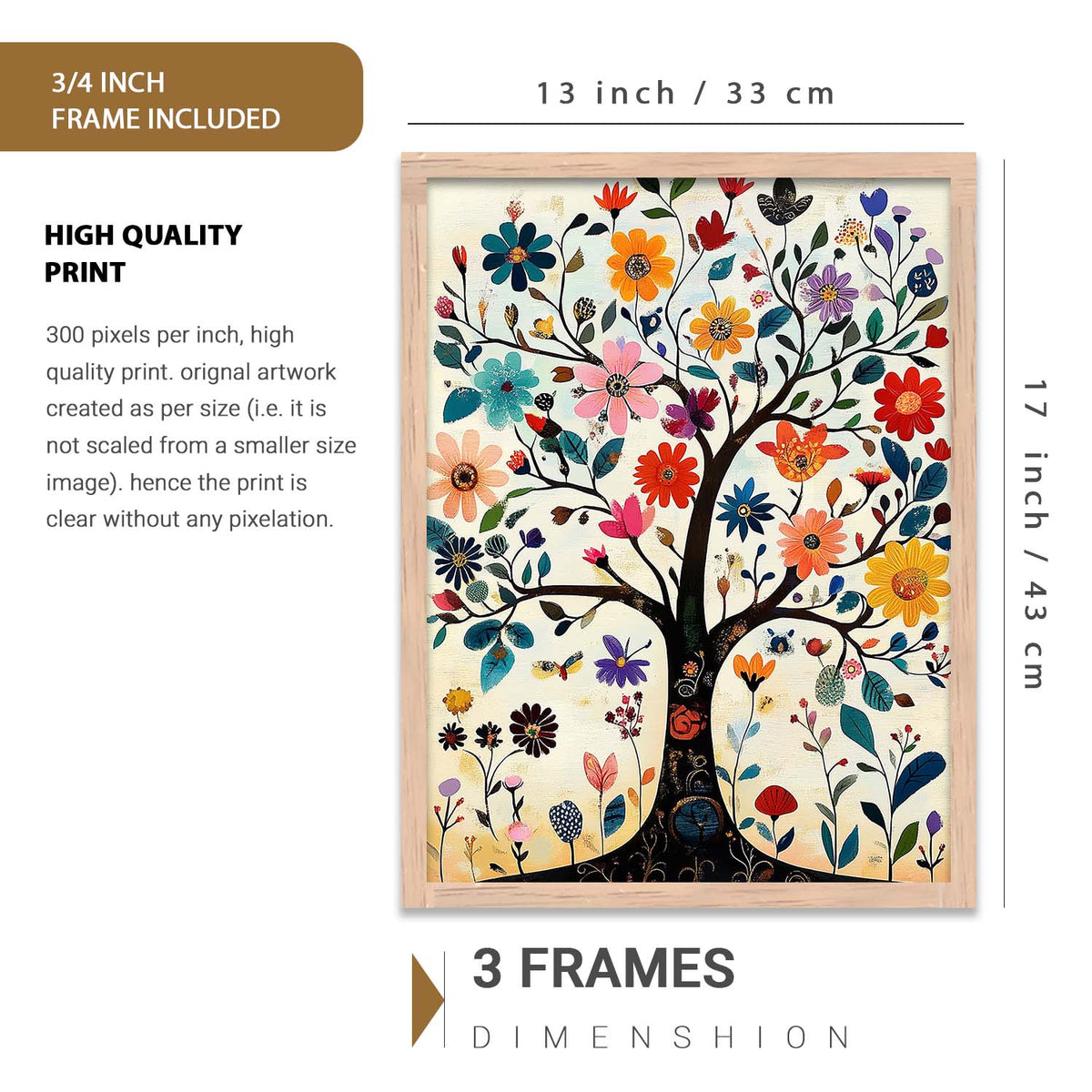 Traditional Art Prints with Frame for Living Room Bedroom Home and Office Wall Decor Set of 6