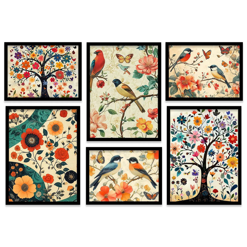 Traditional Art Prints with Frame for Living Room Bedroom Home and Office Wall Decor Set of 6